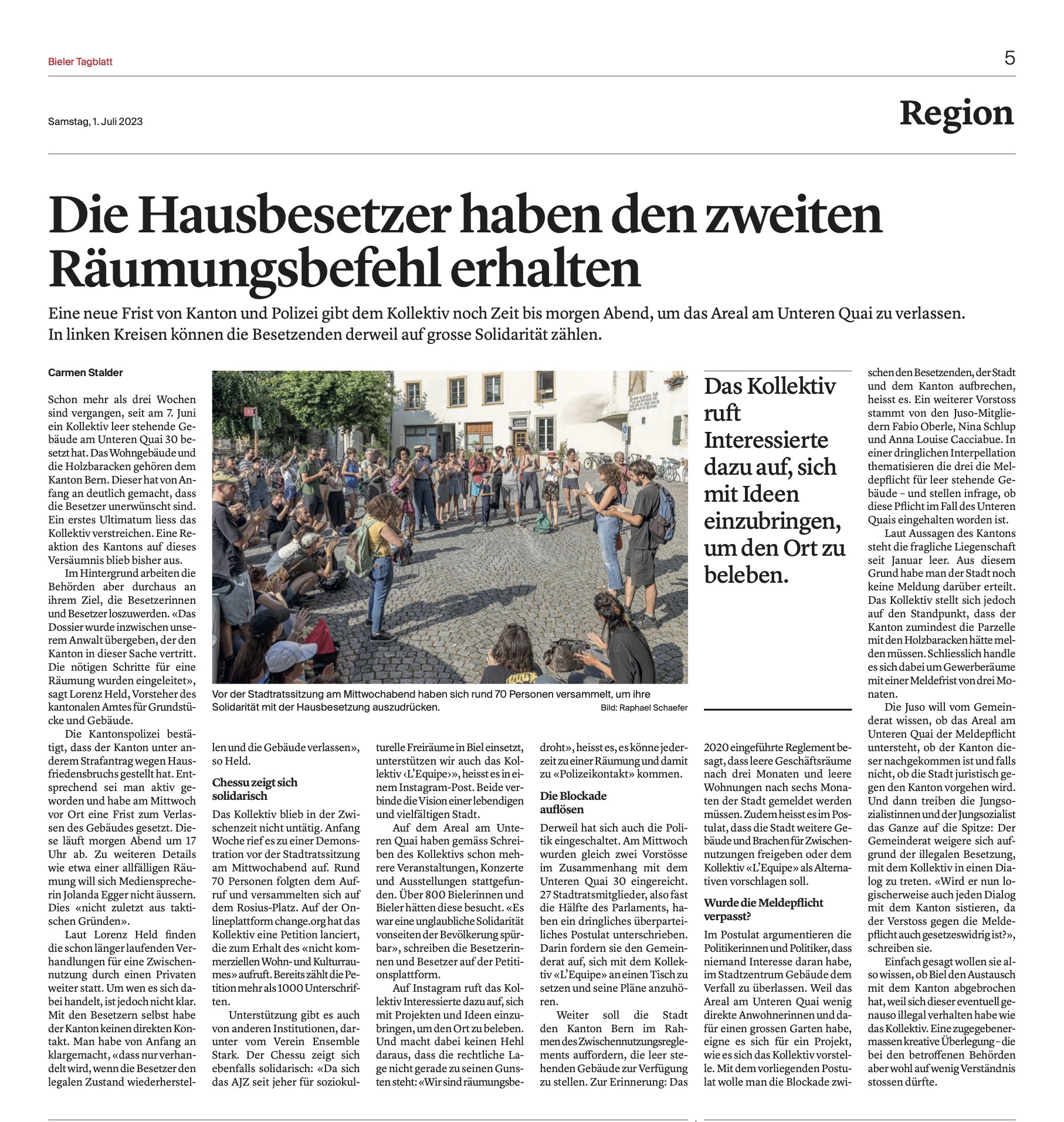 BIELER TAGBLATT - Samstag 1 Juli 2023